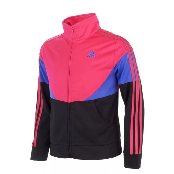 Adidas Colorblock Tricot Track Jacket Magenta Size L (14) - Picture 1 of 8